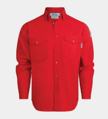 Aloha Mens 5.5 oz. CAT2 Inherent FR RipStop Action Back Shirt - Red FR,flame,fire,resistant,retardant,men,mens,boy,boys,shirt,solid,uniform,collar,collared,neck,uniform,long,sleeve,dark,red,crimson,scarlet,blood