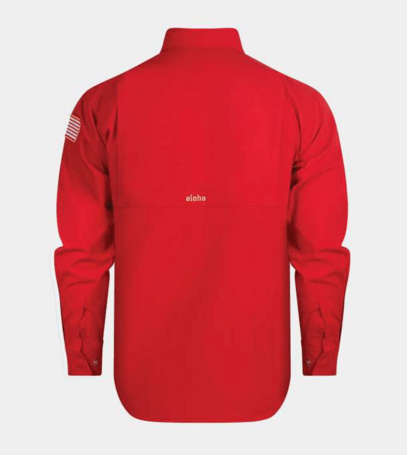 Aloha Mens 5.5 oz. CAT2 Inherent FR RipStop Action Back Shirt - Red - RS-ST02C-RED-