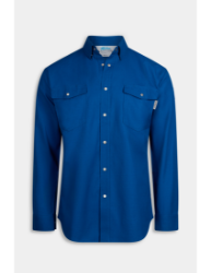 Aloha Mens 5.5 oz. CAT2 Inherent FR RipStop Action Back Shirt - Royal Blue FR,flame,fire,resistant,retardant,men,mens,boy,boys,shirt,solid,uniform,collar,collared,neck,uniform,long,sleeve,dark,blue,royal,indigo
