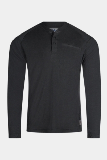 Aloha Mens 6.0 oz CAT2 FR Inherent Long Sleeve Raglan Henley Shirt - Charcoal fr,flame,fire,resistant,retardant,henley,long,sleeve,button,light,work,tee,T,shirt,uniform,comfortable,grey,gray,charcoal,light,black