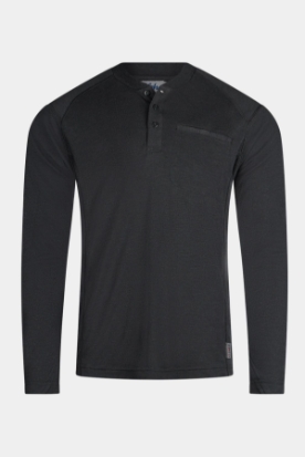 Aloha Mens 6.0 oz CAT2 FR Inherent Long Sleeve Raglan Henley Shirt - Charcoal