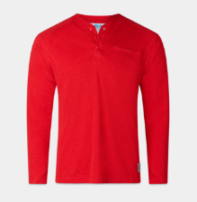 Aloha Mens 6oz Long Sleeve Henley Shirt - Red fr,flame,fire,resistant,retardant,henley,long,sleeve,button,light,work,tee,T,shirt,uniform,comfortable,red,crimson,scarlet,dark