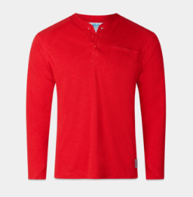 Aloha Mens 6oz Long Sleeve Henley Shirt - Red
