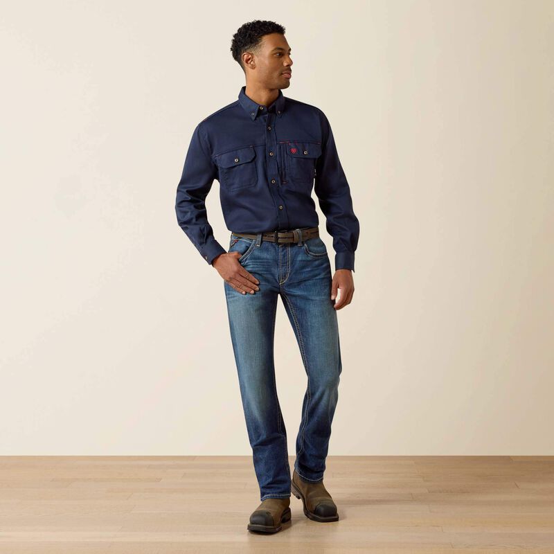 Ariat Mens FR Solid Vent Work Shirt - Navy - 10019062-