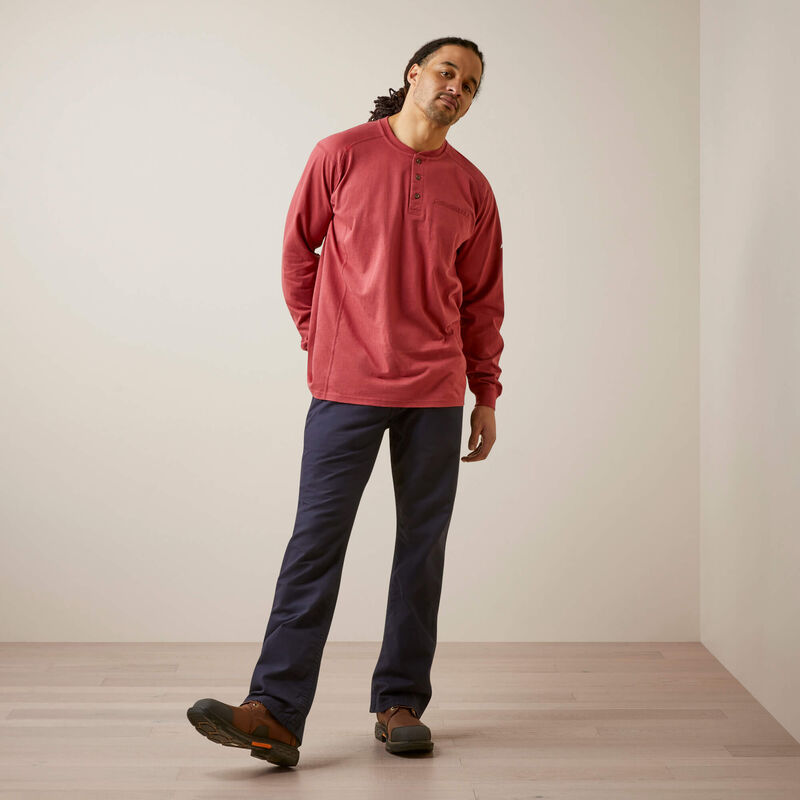 Ariat Mens FR Air Henley - Brick Red - 10046632-