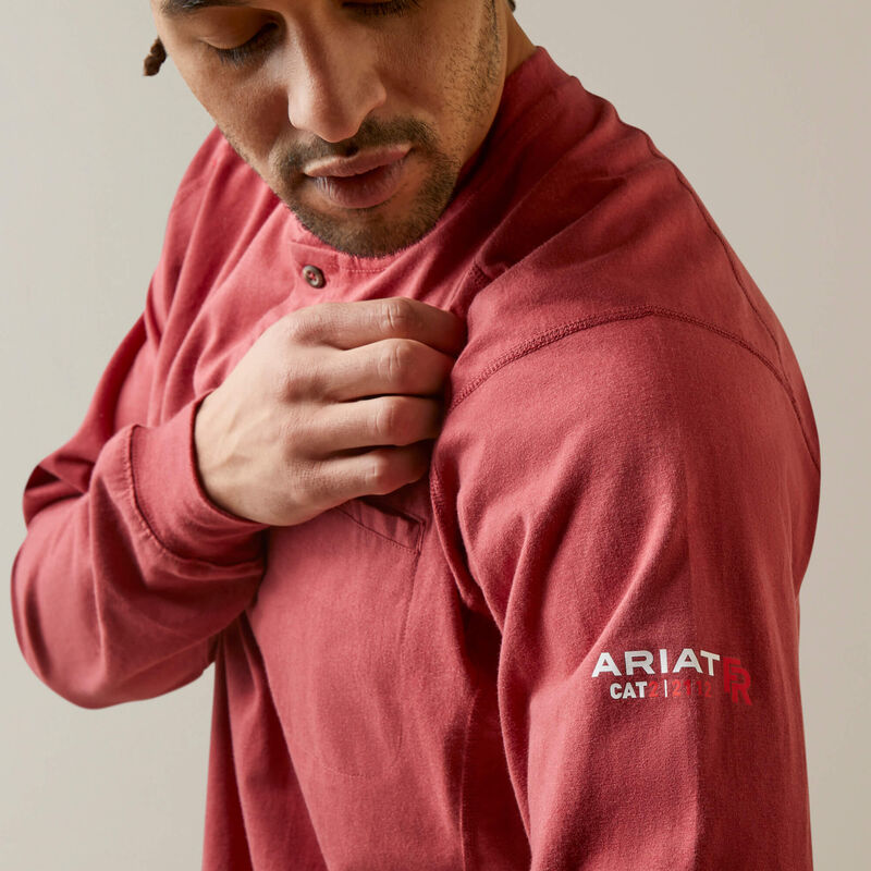 Ariat Mens FR Air Henley - Brick Red - 10046632-
