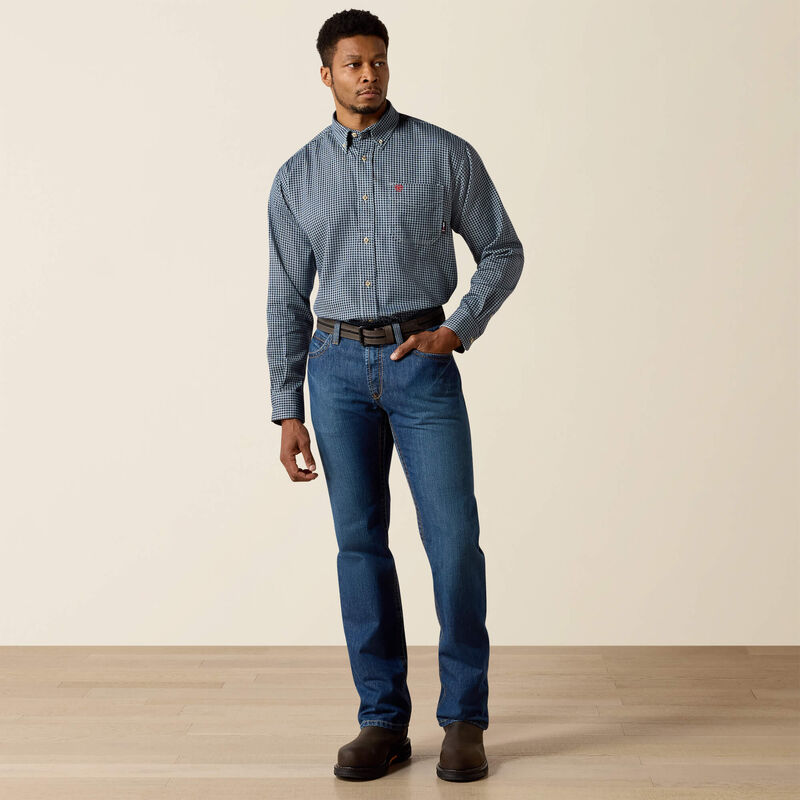 Ariat Mens FR Basic Work Shirt - Blue Multi - 10013513-