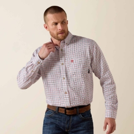 Ariat Mens FR Basic Work Shirt - White Multi