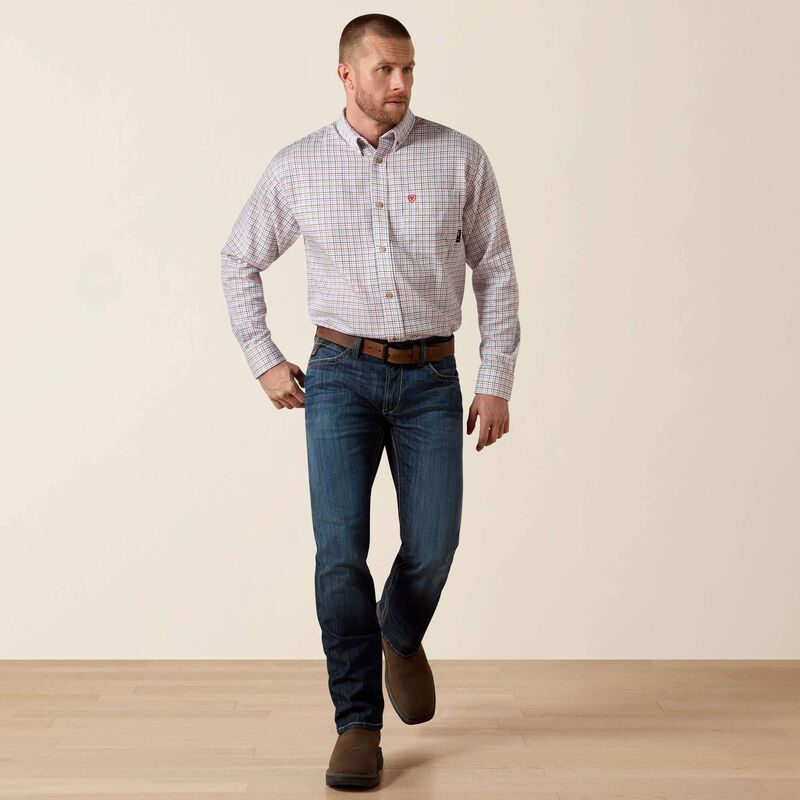 Ariat Mens FR Basic Work Shirt - White Multi - 10014857-