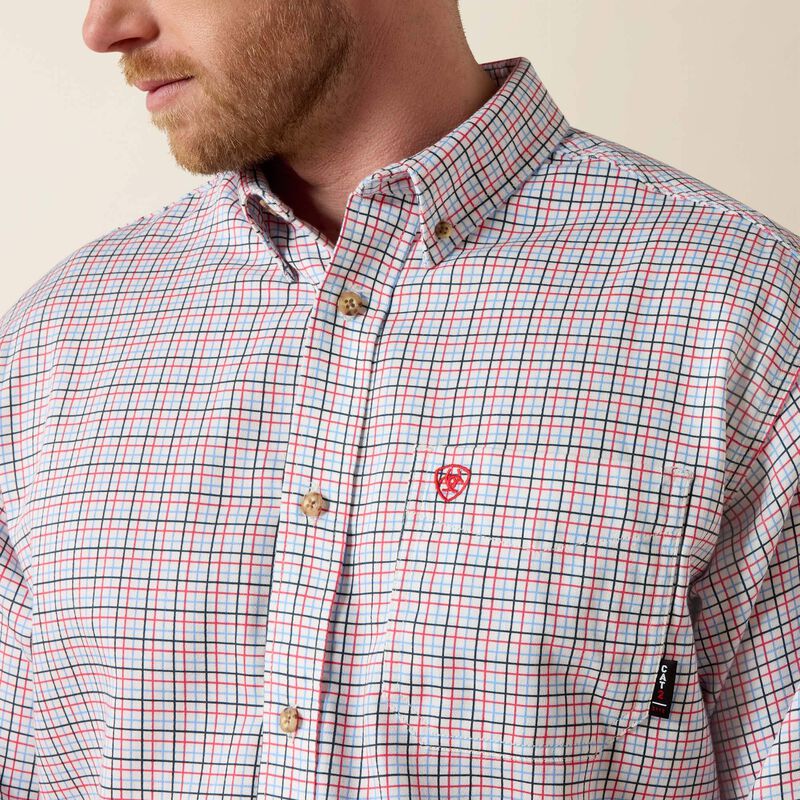 Ariat Mens FR Basic Work Shirt - White Multi - 10014857-