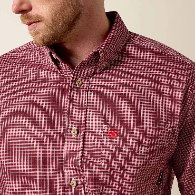 Ariat Mens FR Bell Work Shirt - Wine - 10015945-