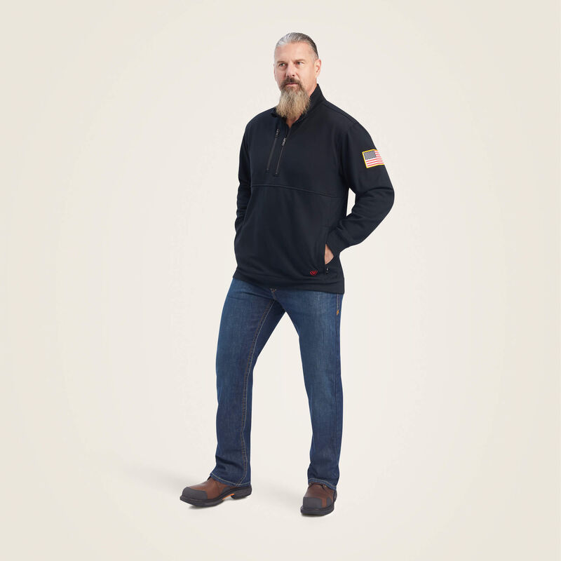 Ariat Men's FR Durastrech Fleece 1/2 Zip Job Sweater- Black - 10041480-
