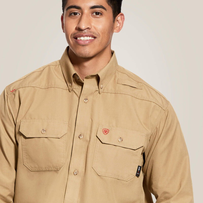 Ariat Mens FR Featherlight Work Shirt - Khaki - 10031015-