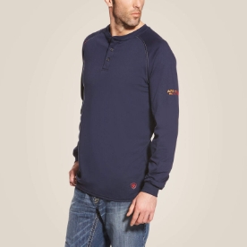 Ariat Mens FR Henley Top - Navy