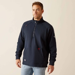 Ariat Mens FR Primo Fleece 2.0 1/4 Zip Sweater - Navy men,mens,boy,boys,jacket,coat,hoodie,sweatshirt,sweater,pull,pullover,dark,blue,navy,midnight