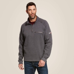 Ariat Mens FR Rev 1/4 Zip Top - Charcoal Heather men,mens,boy,boys,jacket,coat,hoodie,sweatshirt,sweater,pull,light,grey,gray,iron,metal,quater,zip