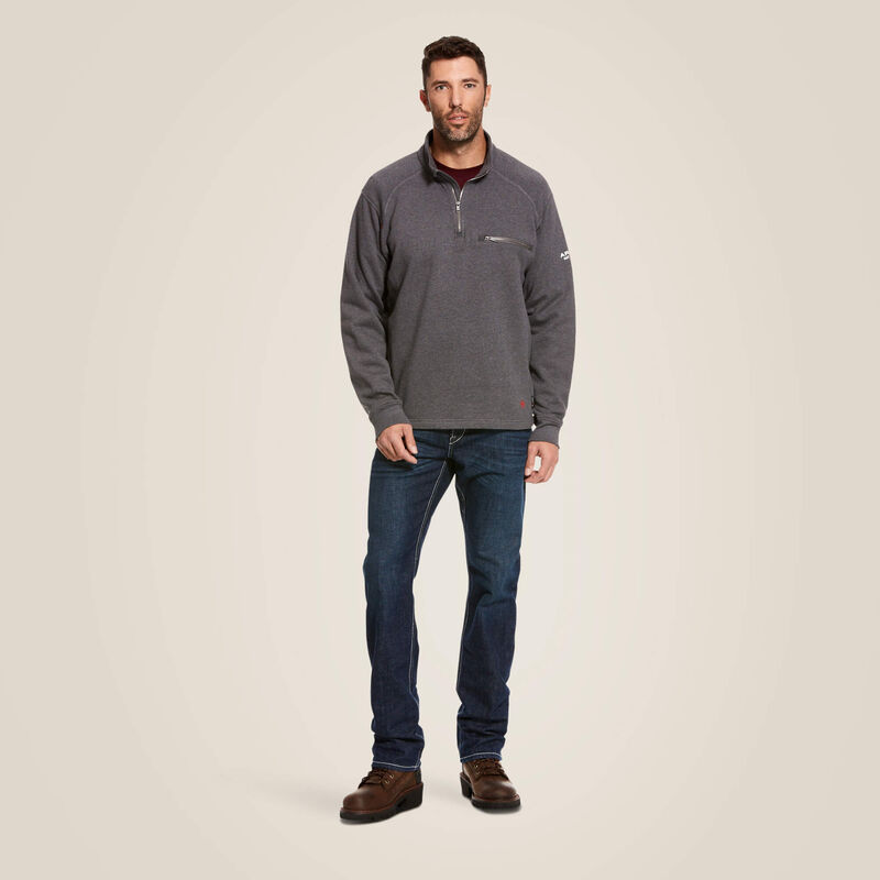 Ariat Men's FR Rev 1/4 Zip Top - Charcoal Heather - 10027924-