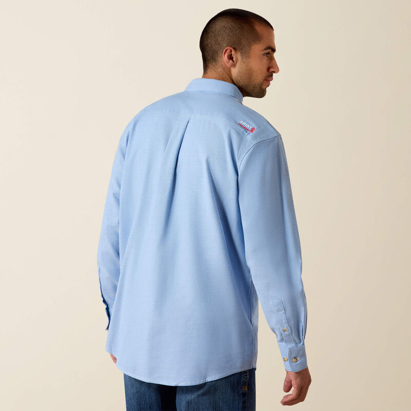 Ariat Men's FR Solid Twill DuraStretch Work Shirt - Blue Twill - 10027886-