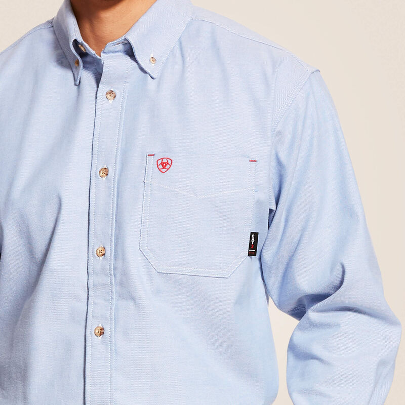 Ariat Men's FR Solid Twill DuraStretch Work Shirt - Blue Twill - 10027886-