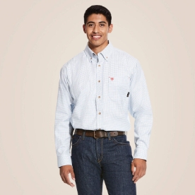 Ariat Men's FR Solid Twill DuraStretch Work Shirt - White Multi