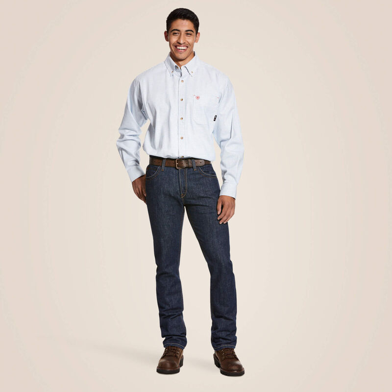 Ariat Men's FR Solid Twill DuraStretch Work Shirt - White Multi - 10027887-