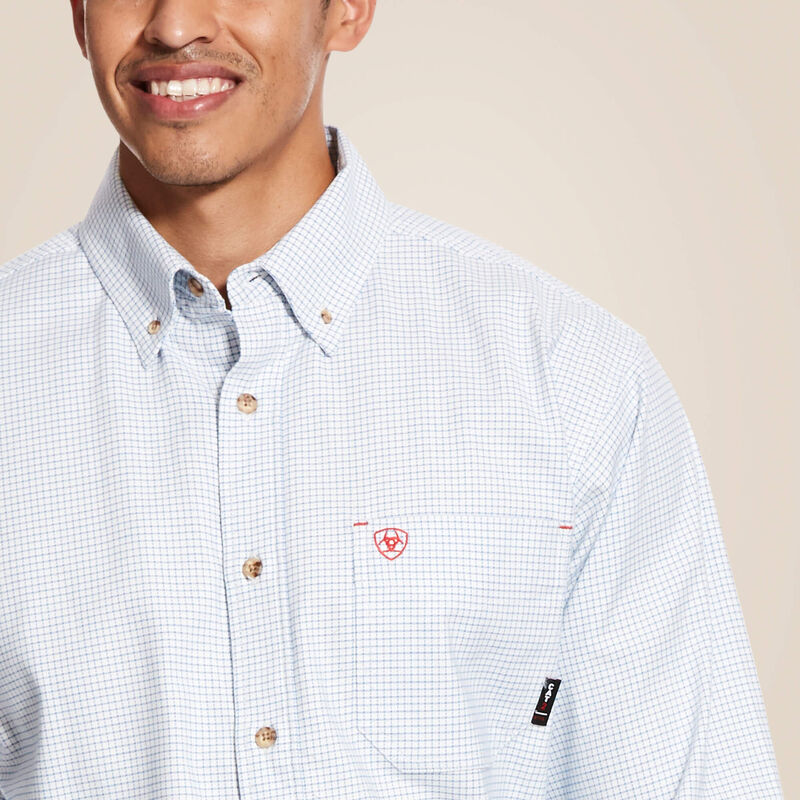 Ariat Men's FR Solid Twill DuraStretch Work Shirt - White Multi - 10027887-