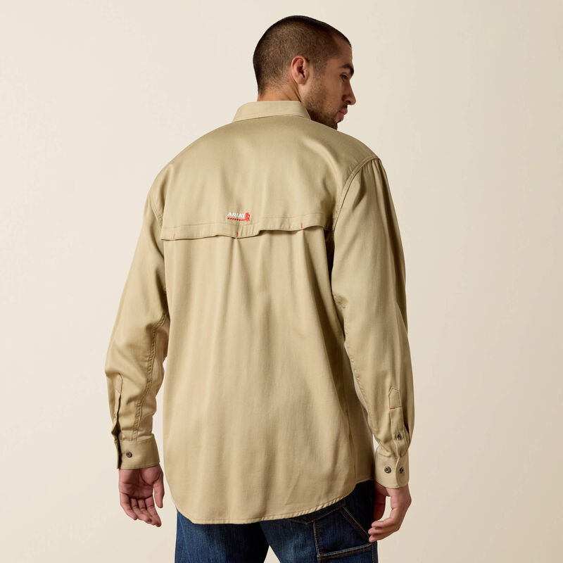 Ariat Mens FR Solid Vent Work Shirt - Khaki - 10025402-