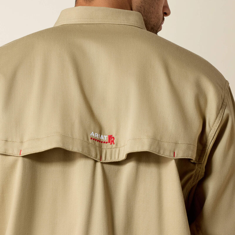Ariat Mens FR Solid Vent Work Shirt - Khaki - 10025402-