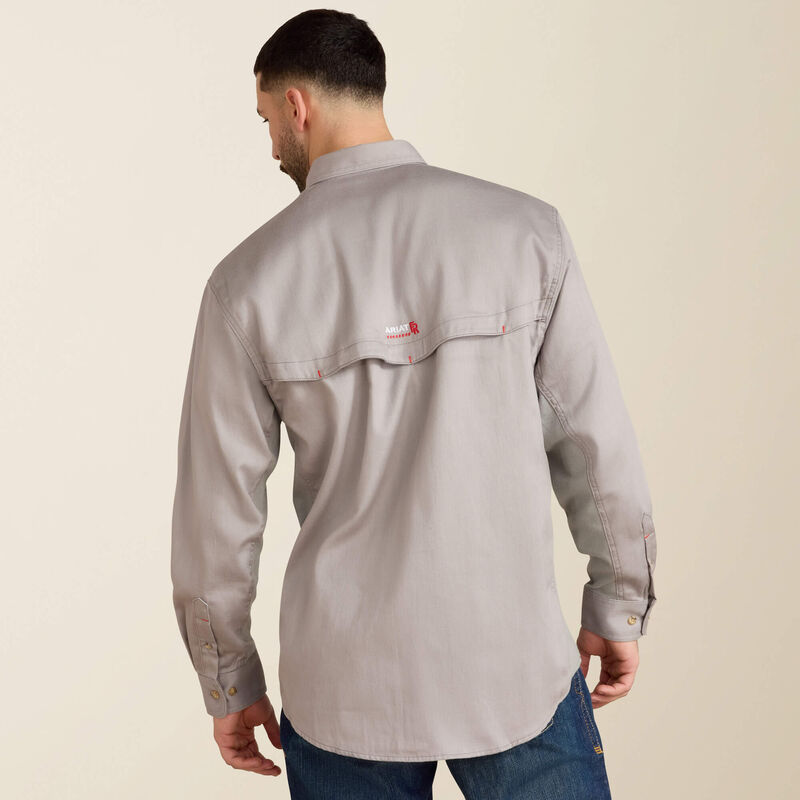 Ariat Mens FR Solid Vent Work Shirt - Silver Fox - 10019063-