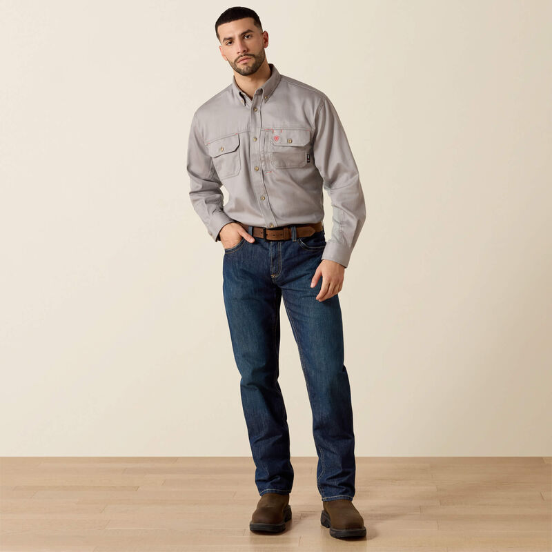 Ariat Mens FR Solid Vent Work Shirt - Silver Fox - 10019063-