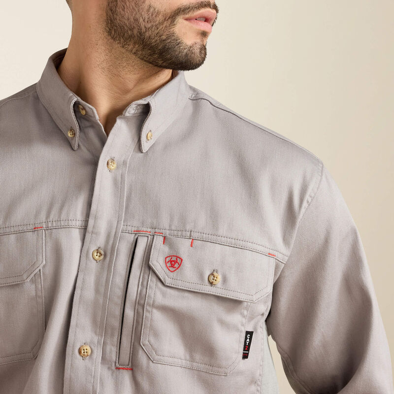 Ariat Mens FR Solid Vent Work Shirt - Silver Fox - 10019063-