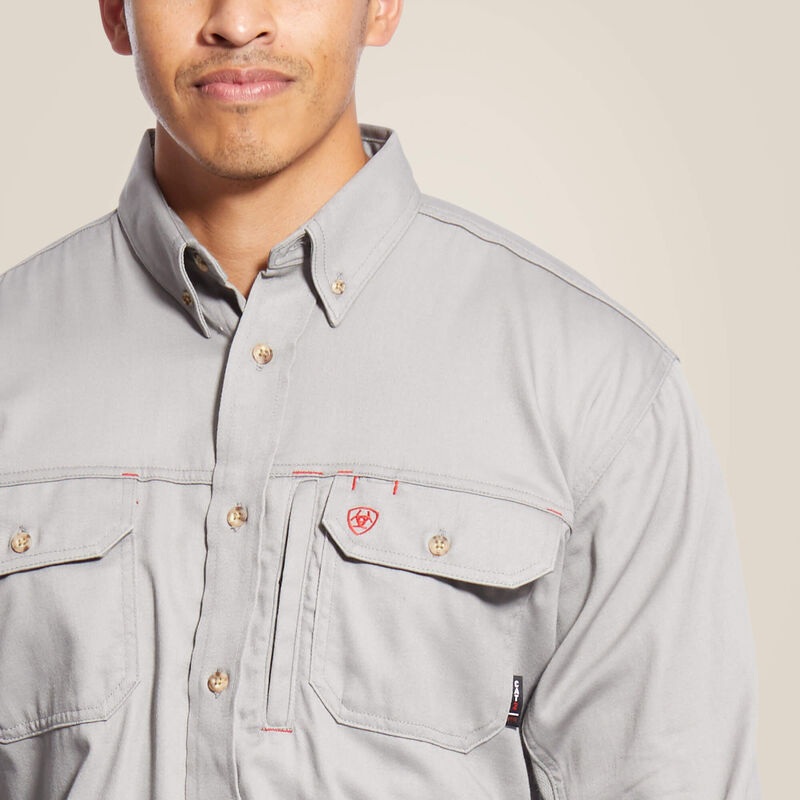 Ariat Mens FR Solid Vent Work Shirt - Silver Fox - 10019063-