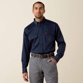 Ariat Mens FR Solid Work Shirt - Navy