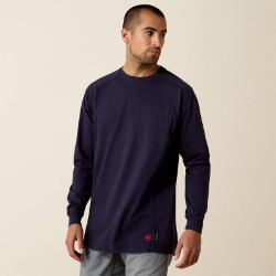 Ariat Mens FR Air Crew T-Shirt - Navy fr,flame,fire,resistant,retardant,men,mens,boy,boys,shirt,solid,uniform,top,crew,neck,henley,long,sleeve,dark,blue,navy,midnight