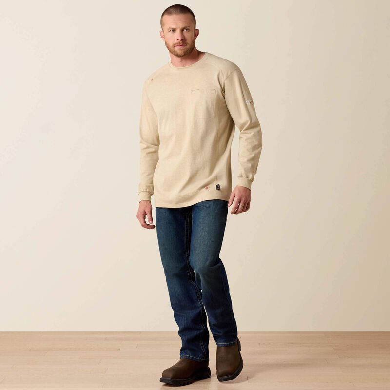 Ariat Mens FR Air Crew T-Shirt - Sand Heather - 10022328