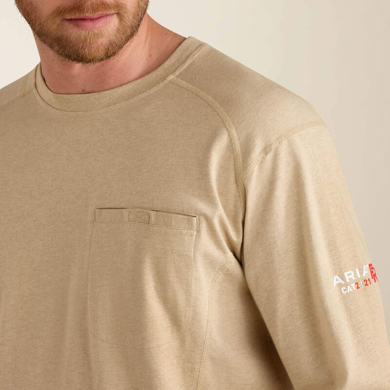 Ariat Mens FR Air Crew T-Shirt - Sand Heather - 10022328