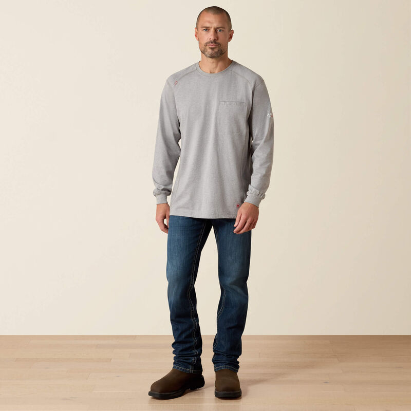 Ariat Mens FR Air Crew T-Shirt - Silver Fox Heather - 10022329-