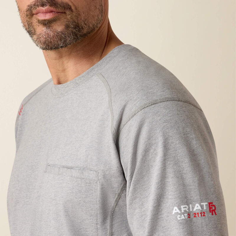 Ariat Mens FR Air Crew T-Shirt - Silver Fox Heather - 10022329-