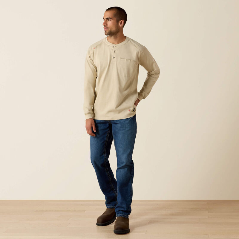 Ariat Mens FR Air Henley - Khaki - 10022598-