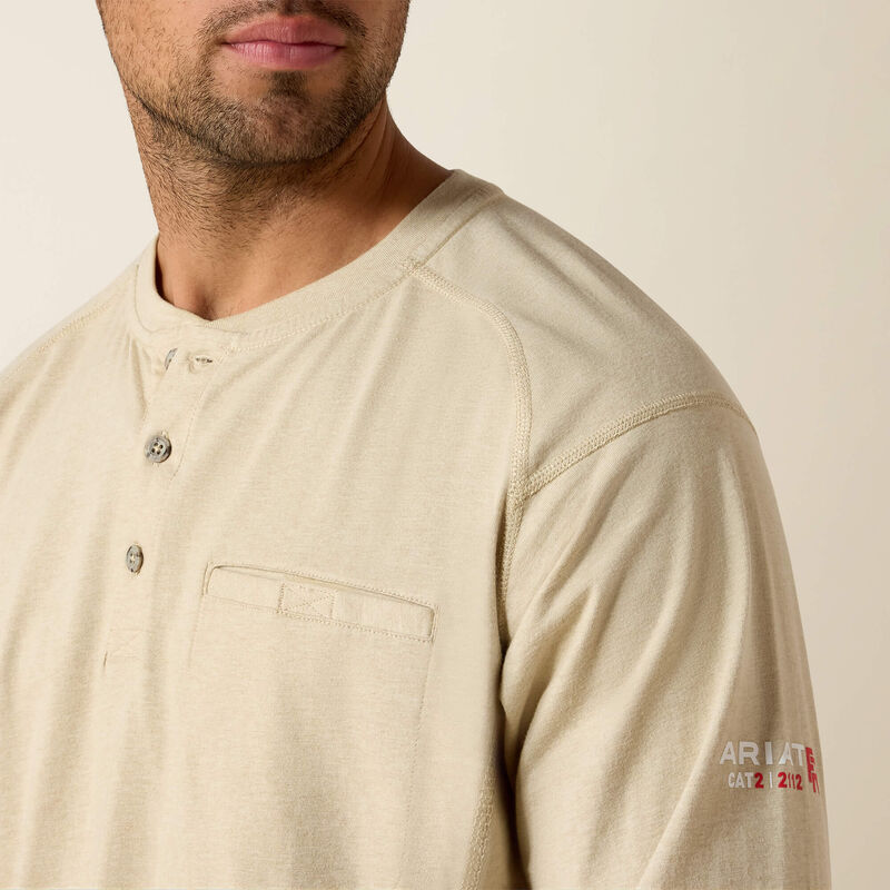 Ariat Mens FR Air Henley - Khaki - 10022598-