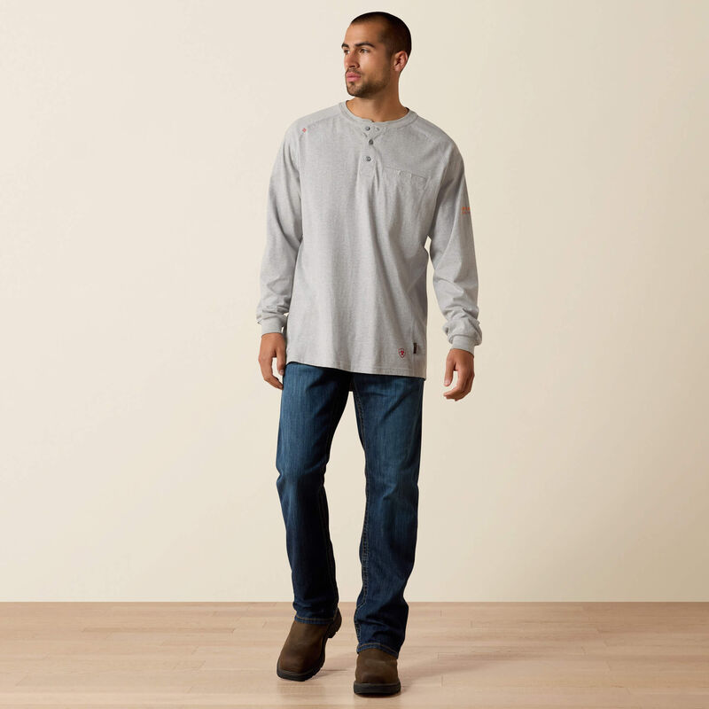 Ariat Mens FR Air Henley - Silver Fox Heather - 10022599-