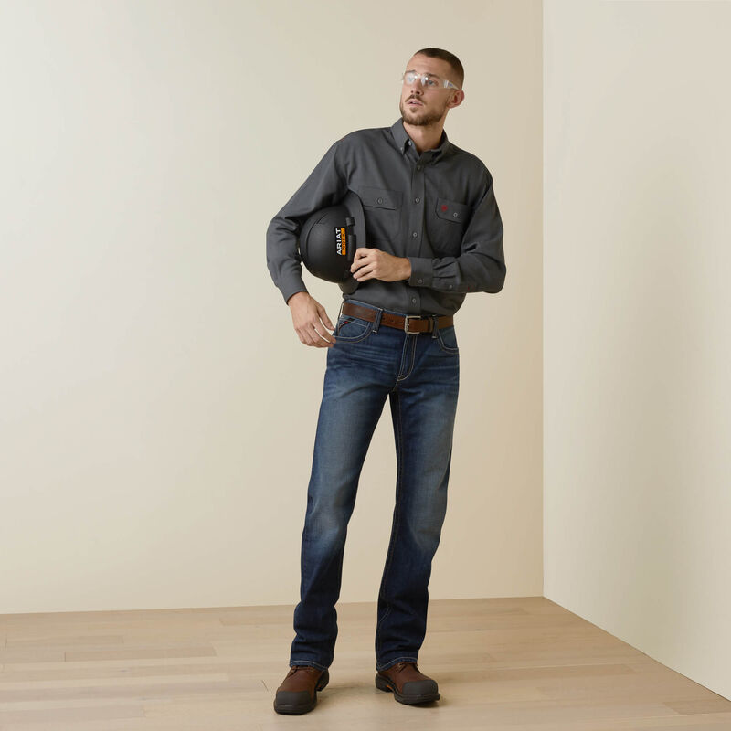 Ariat Mens FR Air Inherent Work Shirt - Charcoal Heather - 10040901-