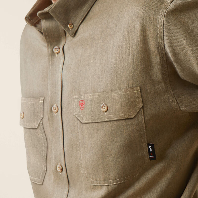 Ariat Mens FR Air Inherent Work Shirt - Khaki Heather - 10040900-