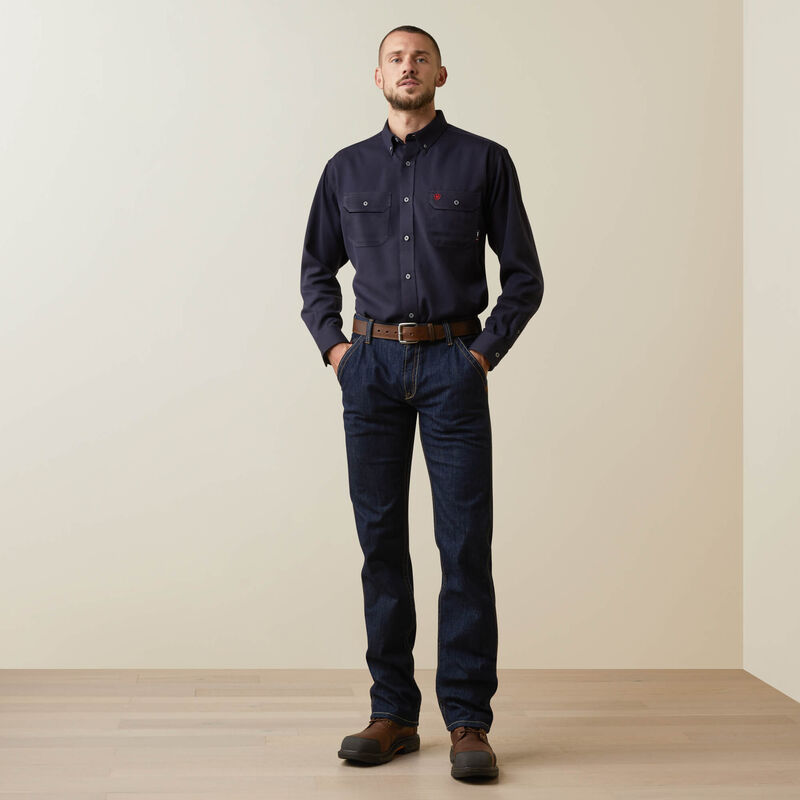 Ariat Mens FR Air Inherent Work Shirt - Navy Heather - 10040899-