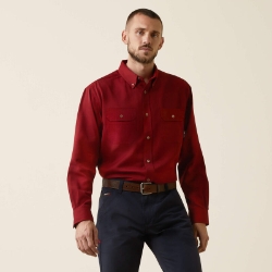 Ariat Mens FR Air Inherent Work Shirt - Red Heather men,mens,boy,boys,fr,fire,flame,resistant,retardant,long,sleeve,collar,uniform,dress,ariat,shirt,blue,solid,red,crimson,scarlet