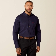 Ariat Mens FR Airified Work Shirt - Navy fr,flame,fire,resistant,retardant,men,mens,boy,boys,shirt,uniform,dress,long,sleeve,collar,button,work,dark,navy,blue,midnight,indigo