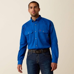 Ariat Mens FR Featherlight Work Shirt - Royal Blue fr,fire,flame,resistant,retardant,men,mens,boy,boys,shirt,solid,uniform,dress,dark,royal,blue,midnight,indigo