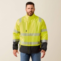 Ariat Mens FR Hi-Vis Waterproof Insulated Jacket - Hi-Vis Yellow FR,fire,flame,resistant,retardant,men,mens,boy,boys,jacket,coat,hoodie,sweatshirt,sweater,zipper,zip,zip-up,light,grey,gray,gunmetal,silver