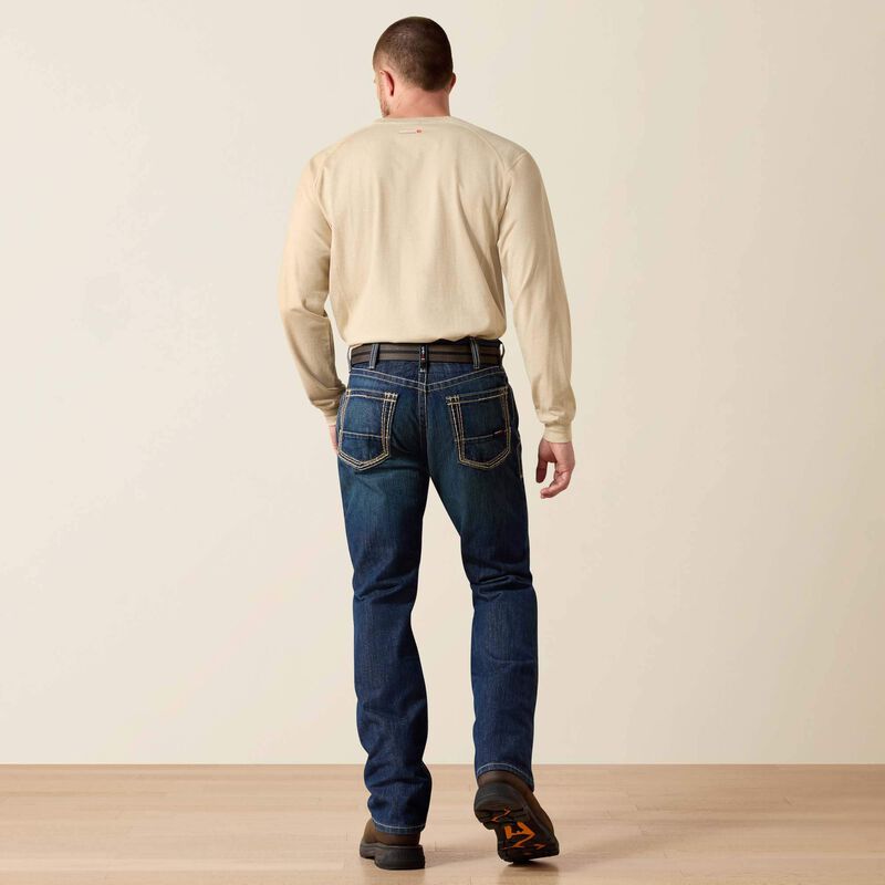 Ariat Mens FR M4 Relaxed Boundary Boot Cut Jean - Shale - 10016174-