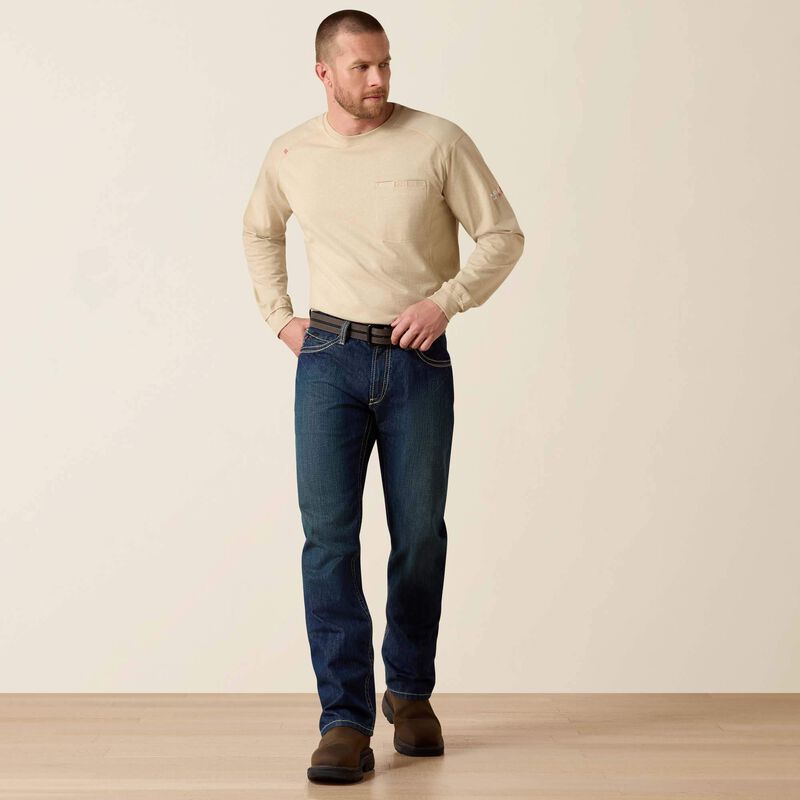 Ariat Mens FR M4 Relaxed Boundary Boot Cut Jean - Shale - 10016174-